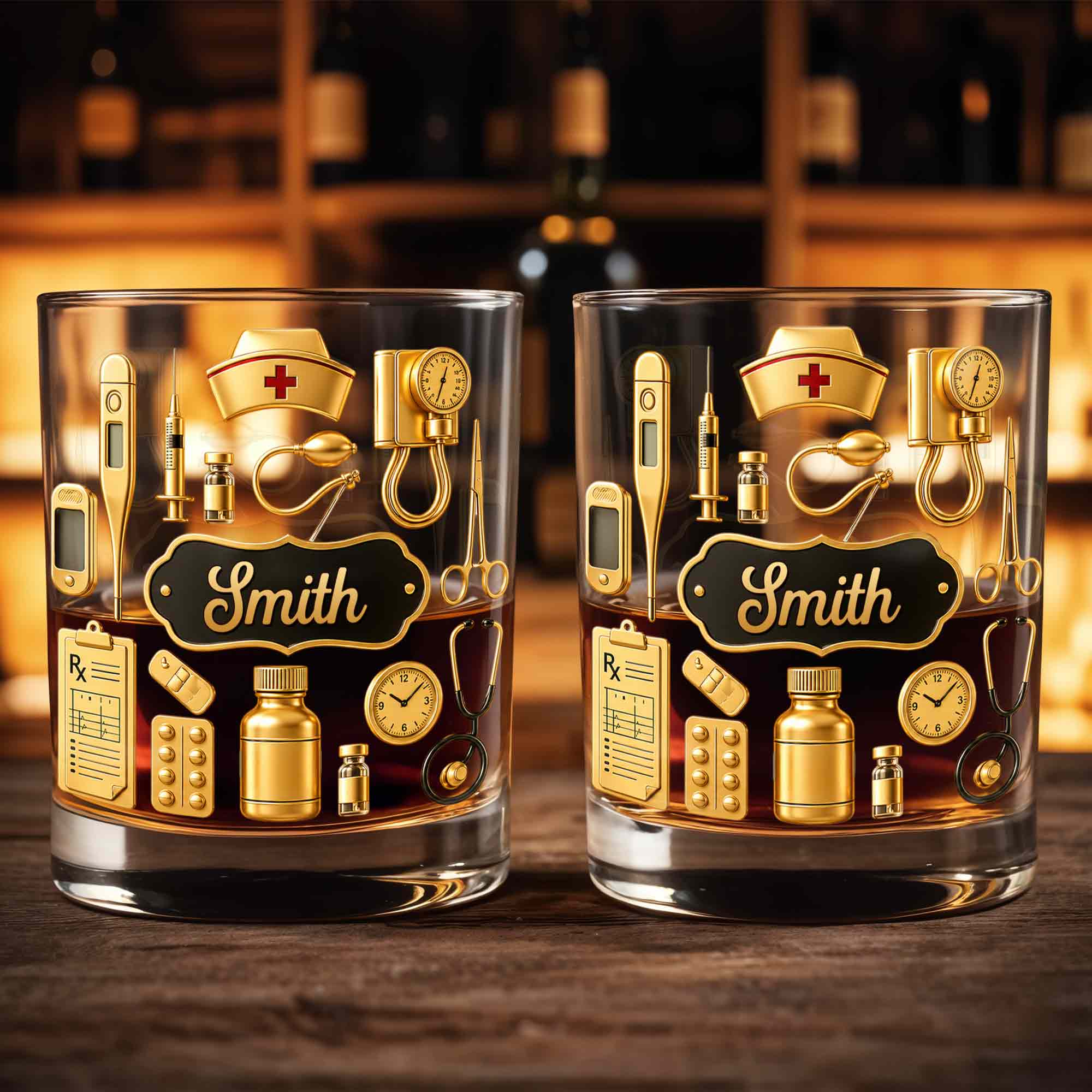 Personalized Whiskey Glass for Nurses Custom Name Gift