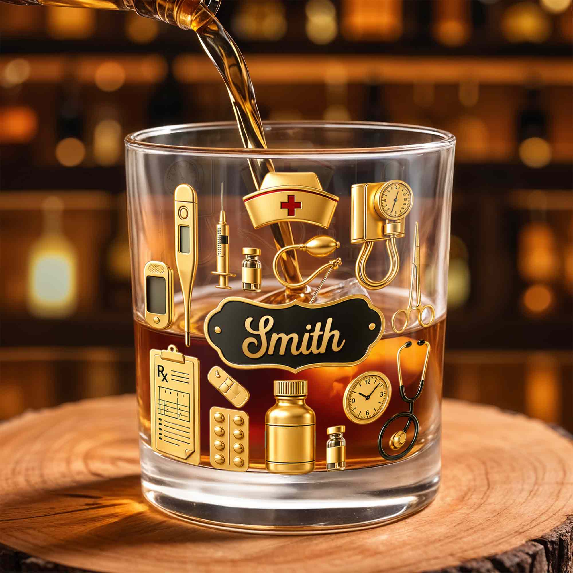 Personalized Whiskey Glass for Nurses Custom Name Gift