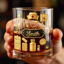 Load image into Gallery viewer, Personalized Whiskey Glass for Nurses Custom Name Gift
