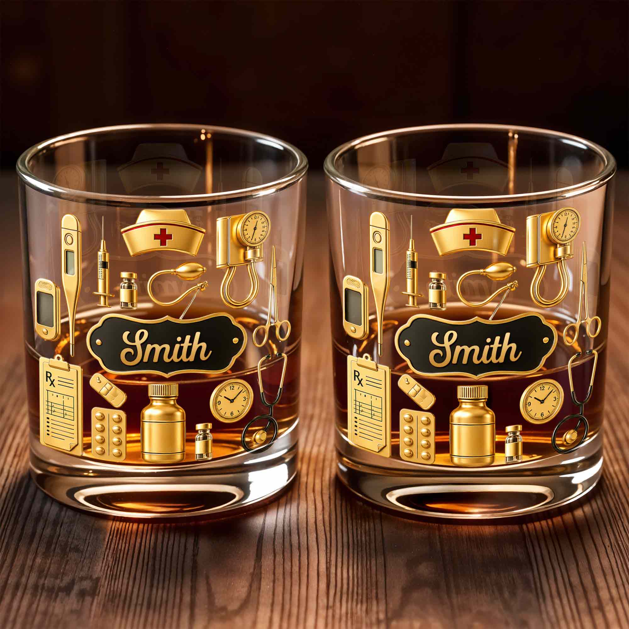 Personalized Whiskey Glass for Nurses Custom Name Gift