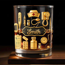 Load image into Gallery viewer, Personalized Whiskey Glass for Nurses Custom Name Gift
