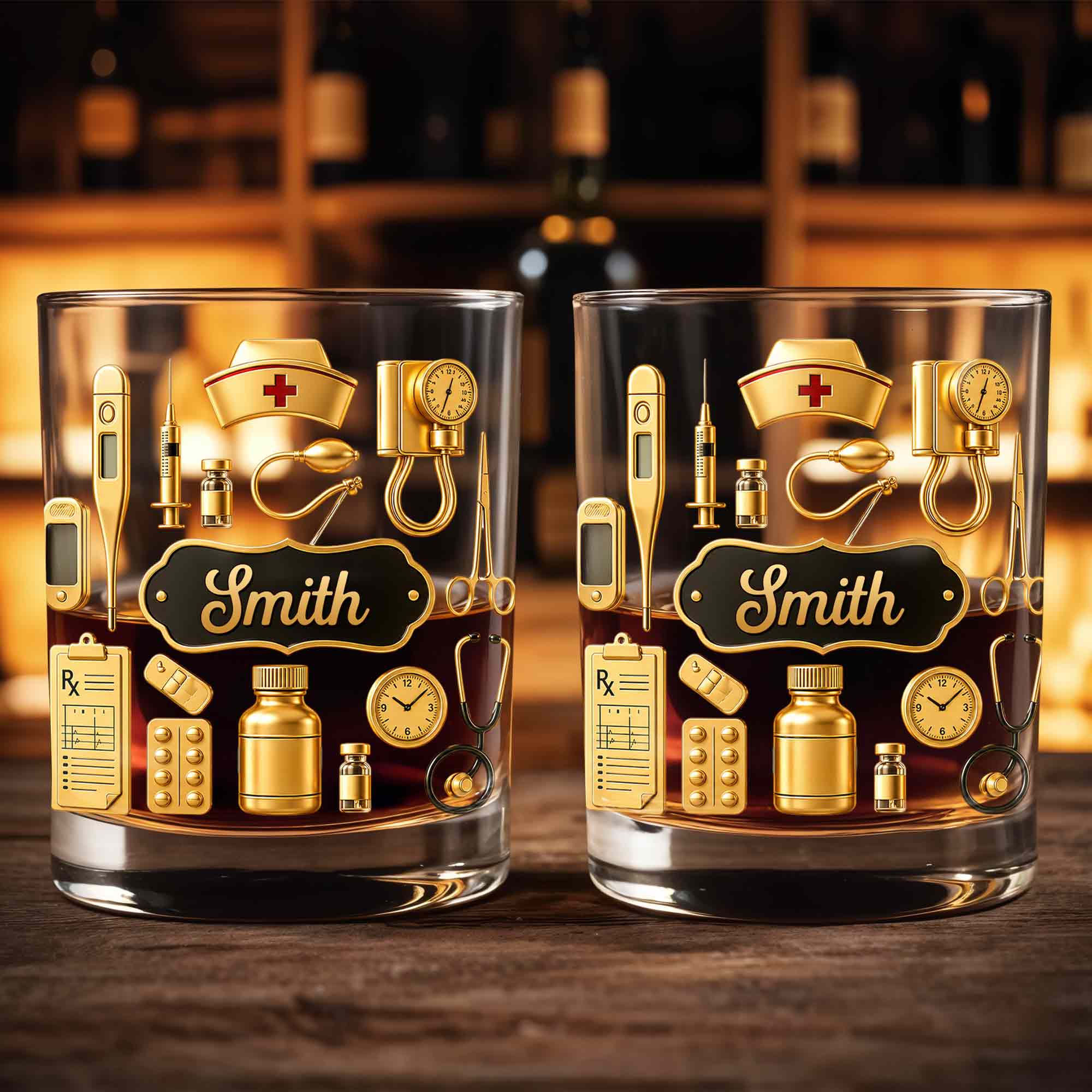 Personalized Whiskey Glass for Nurses Custom Name Gift