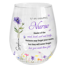 Load image into Gallery viewer, Personalized Stemless Wine Glass Custom Nurse Gift Idea
