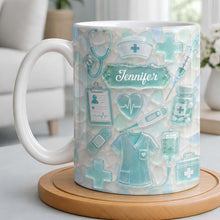 Load image into Gallery viewer, Personalized Nurse Coffee Mug with 3D Sea Glass Design Gift
