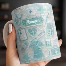 Load image into Gallery viewer, Personalized Nurse Coffee Mug with 3D Sea Glass Design Gift
