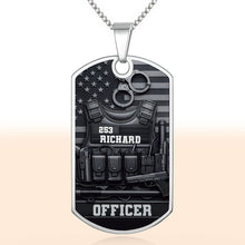 Load image into Gallery viewer, Personalized Stainless Steel Dog Tag Necklace Custom Name for Dad Officer Gift
