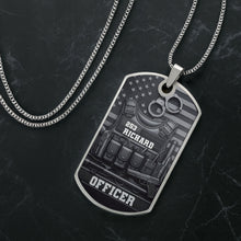 Load image into Gallery viewer, Personalized Stainless Steel Dog Tag Necklace Custom Name for Dad Officer Gift
