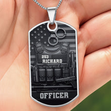 Load image into Gallery viewer, Personalized Stainless Steel Dog Tag Necklace Custom Name for Dad Officer Gift
