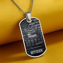 Load image into Gallery viewer, Personalized Stainless Steel Dog Tag Necklace Custom Name for Dad Officer Gift
