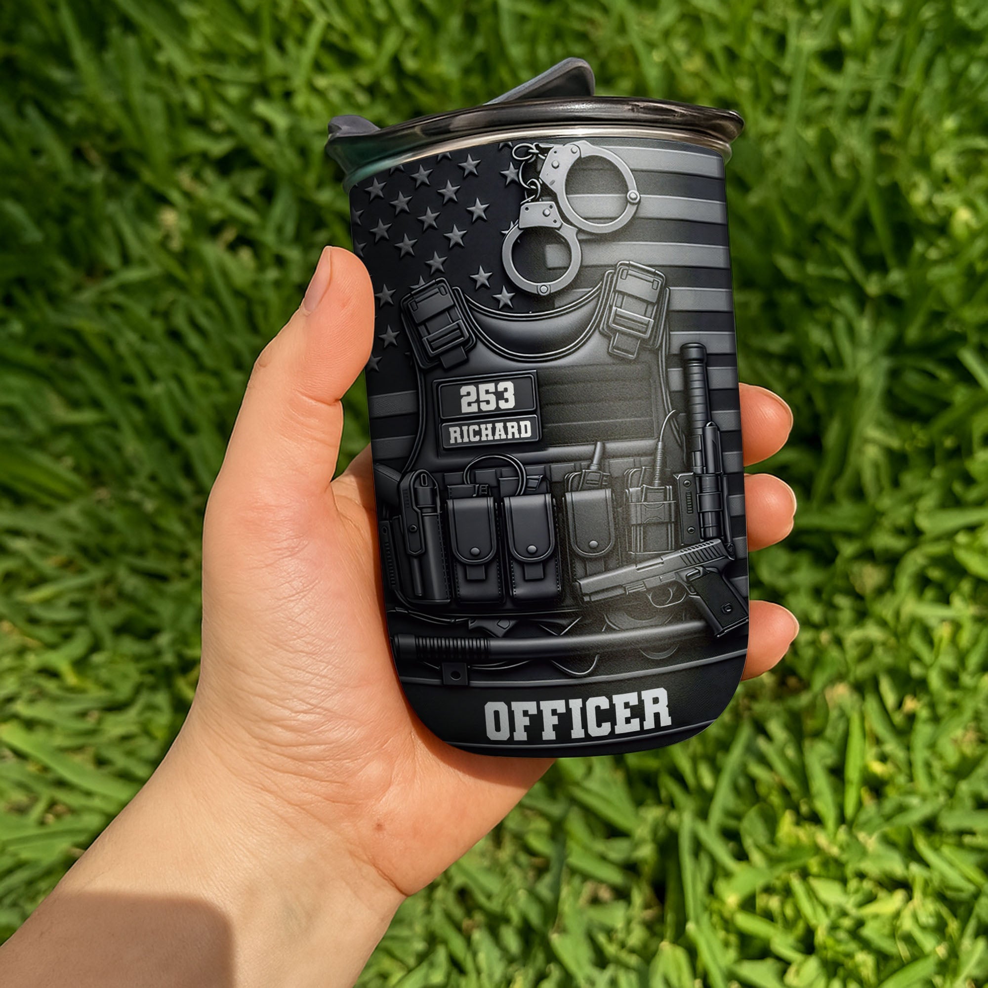 Personalized 10oz Stainless Steel Tumbler American Flag Gift for Dad