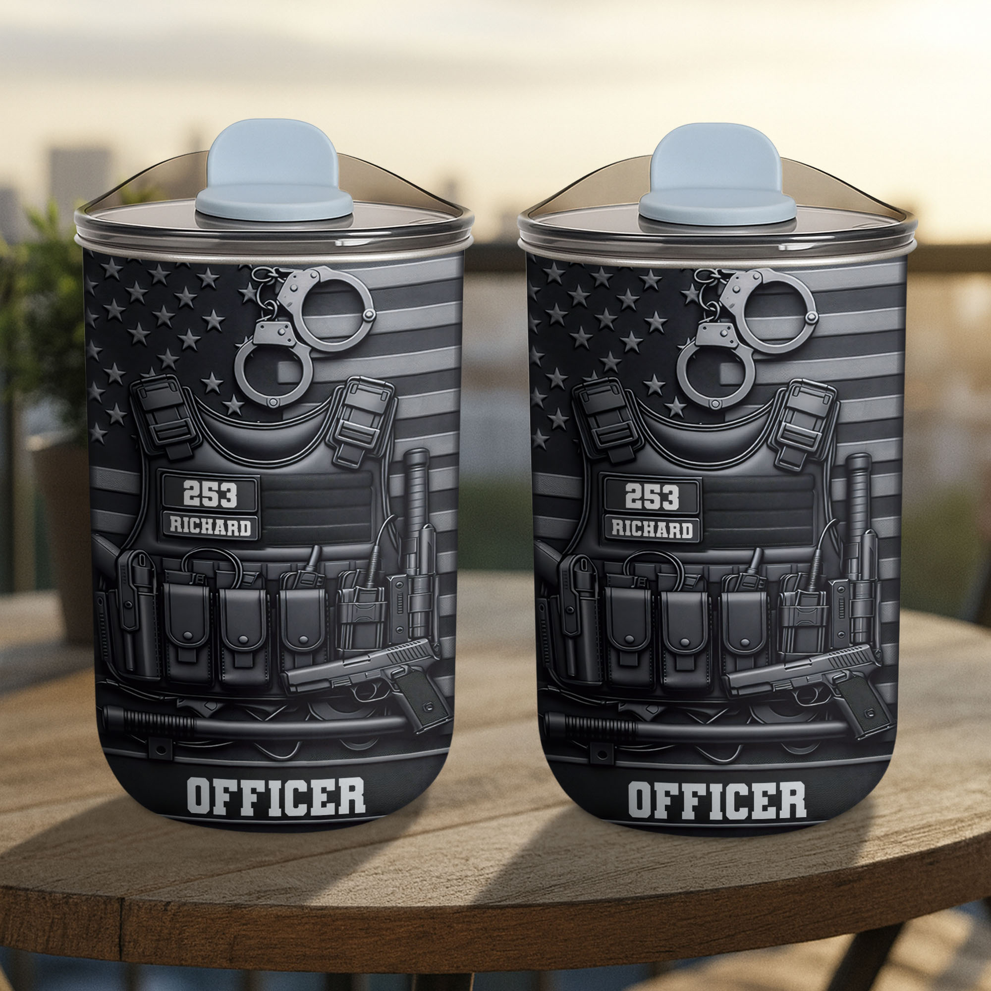 Personalized 10oz Stainless Steel Tumbler American Flag Gift for Dad