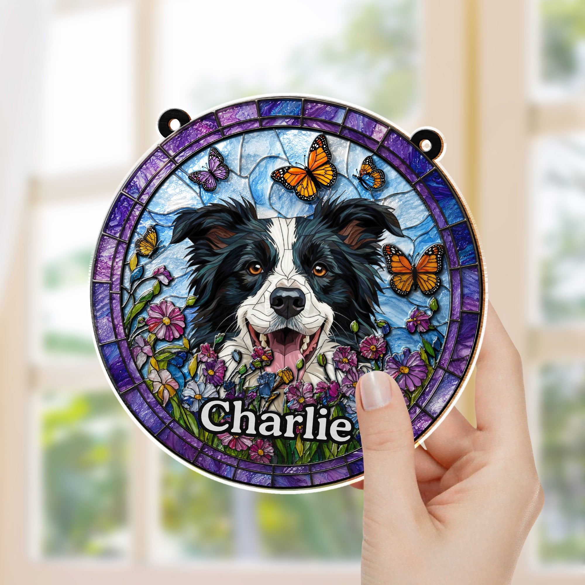 Personalized Dog Suncatcher Custom Name Gift for Pet Lovers