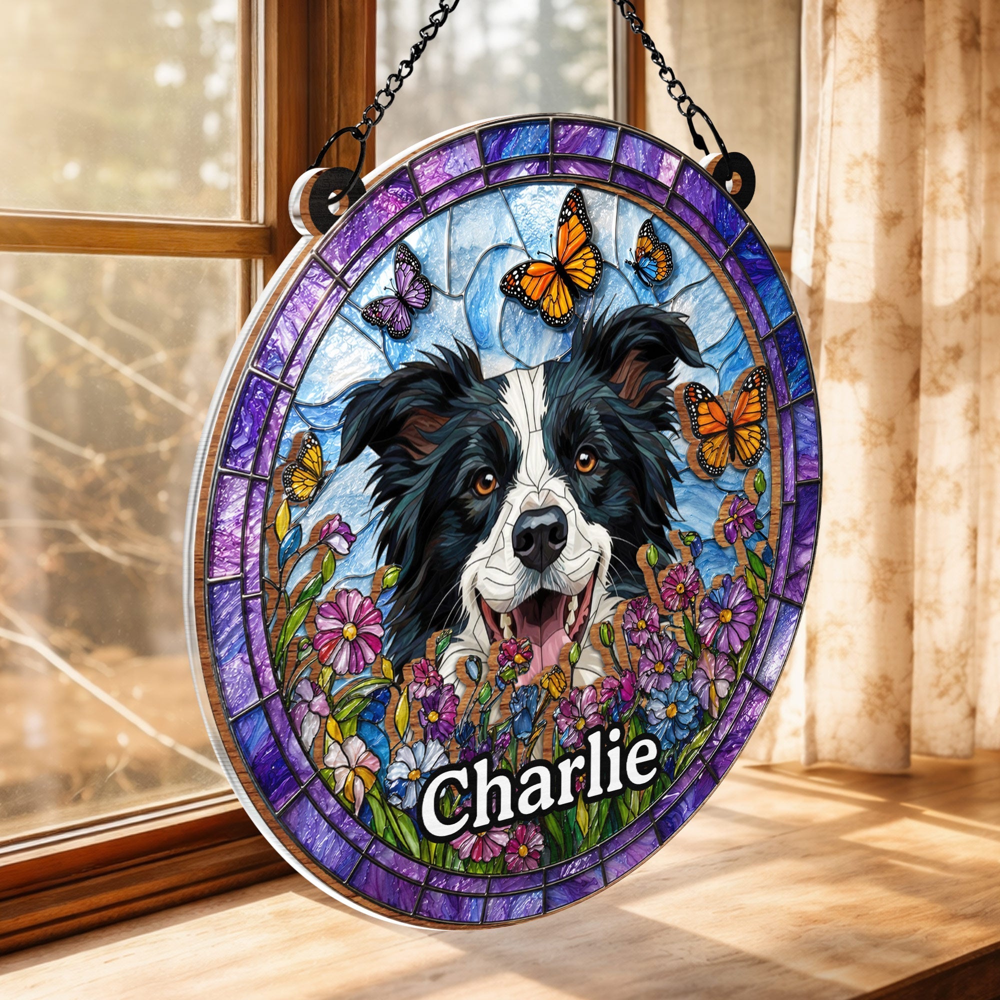 Personalized Dog Suncatcher Custom Name Gift for Pet Lovers