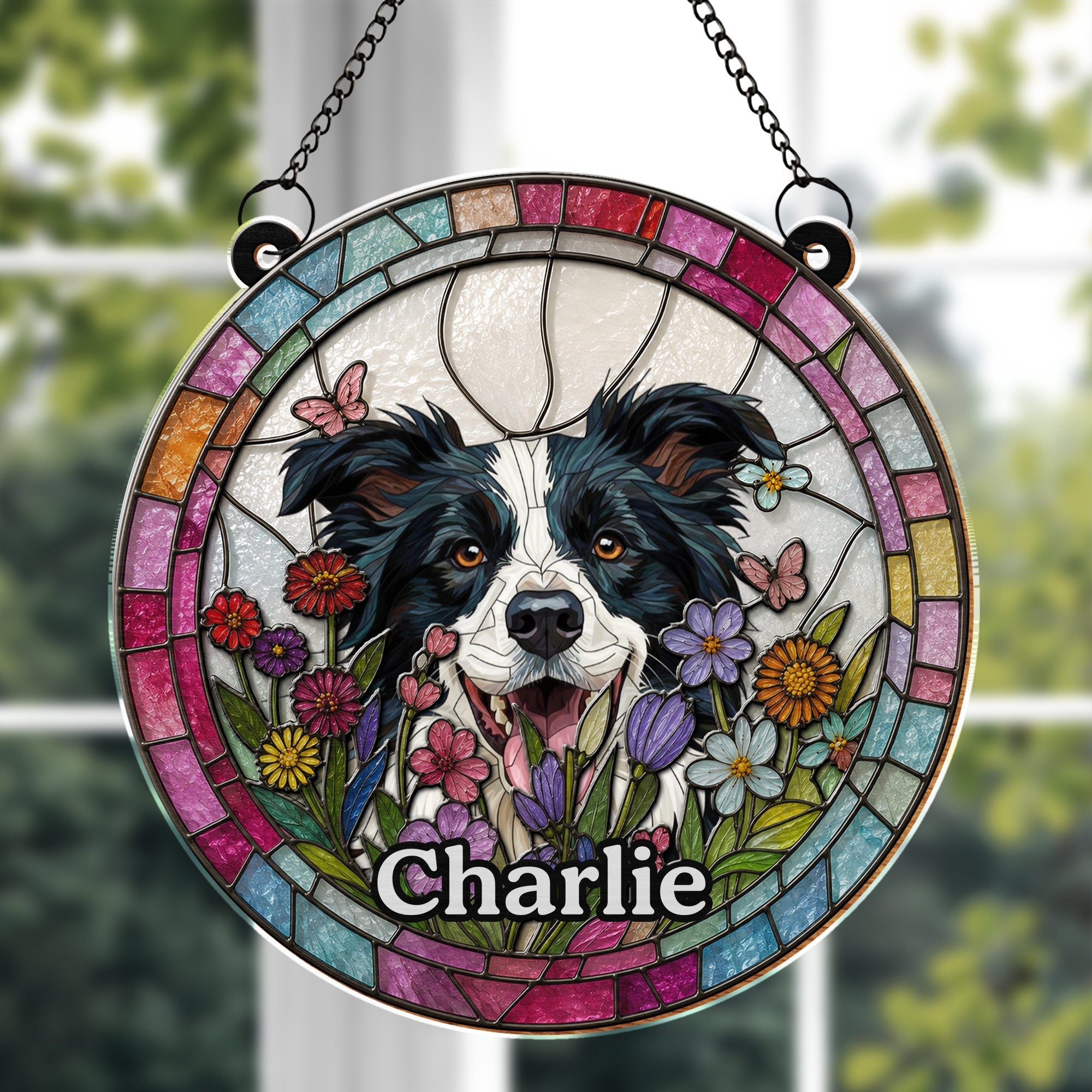 Personalized Dog Suncatcher Custom Name Gift for Pet Lovers