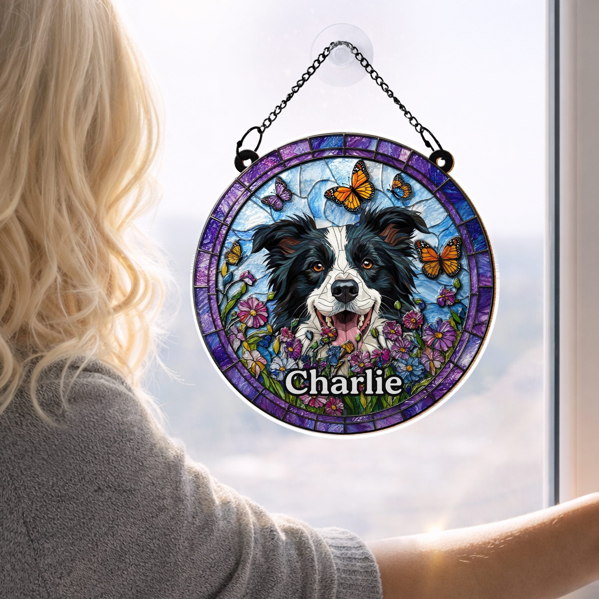Personalized Dog Suncatcher Custom Name Gift for Pet Lovers
