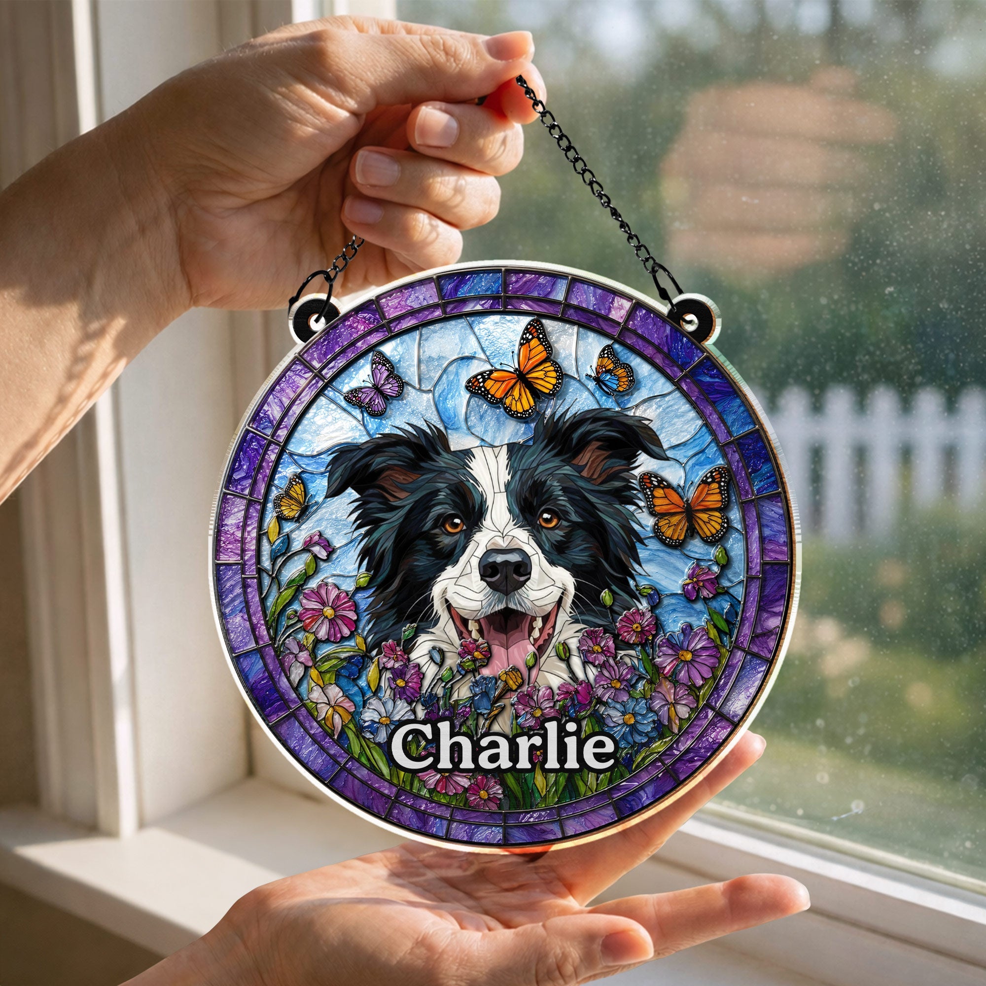 Personalized Dog Suncatcher Custom Name Gift for Pet Lovers
