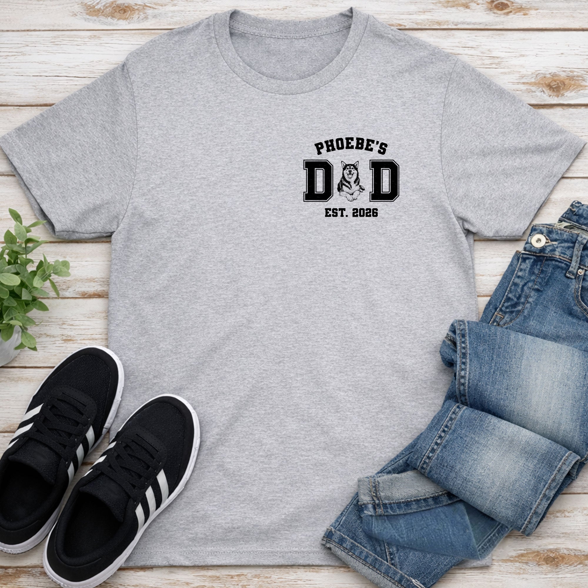 Personalized Dad Est Dog T-Shirt Custom Pet Illustration Gift