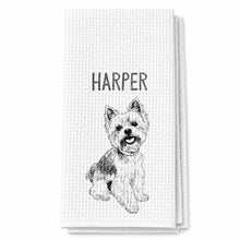 Load image into Gallery viewer, Personalized Dog Sketch Kitchen Towel Custom Name Gift for Dog Lovers
