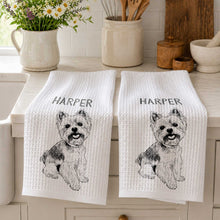 Load image into Gallery viewer, Personalized Dog Sketch Kitchen Towel Custom Name Gift for Dog Lovers
