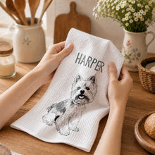 Load image into Gallery viewer, Personalized Dog Sketch Kitchen Towel Custom Name Gift for Dog Lovers
