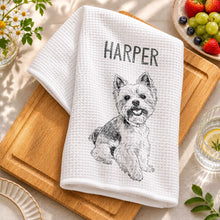 Load image into Gallery viewer, Personalized Dog Sketch Kitchen Towel Custom Name Gift for Dog Lovers
