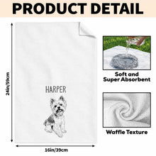 Load image into Gallery viewer, Personalized Dog Sketch Kitchen Towel Custom Name Gift for Dog Lovers

