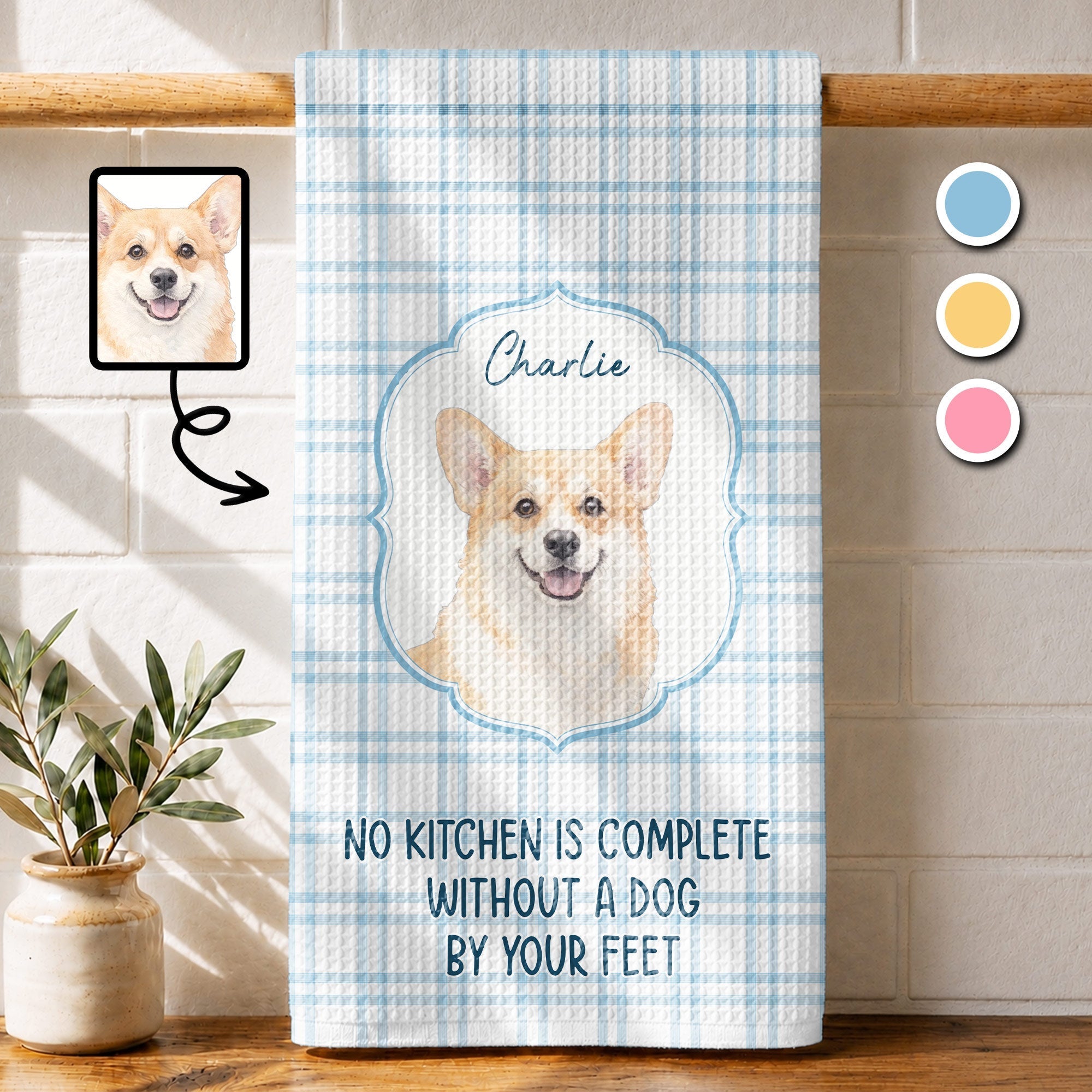 Personalized Cat Photo Kitchen Towel Custom Decor Gift for Cat Lovers