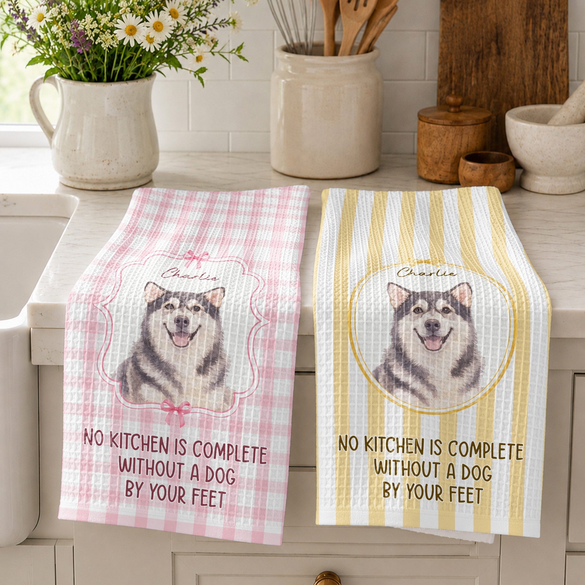 Personalized Cat Photo Kitchen Towel Custom Decor Gift for Cat Lovers