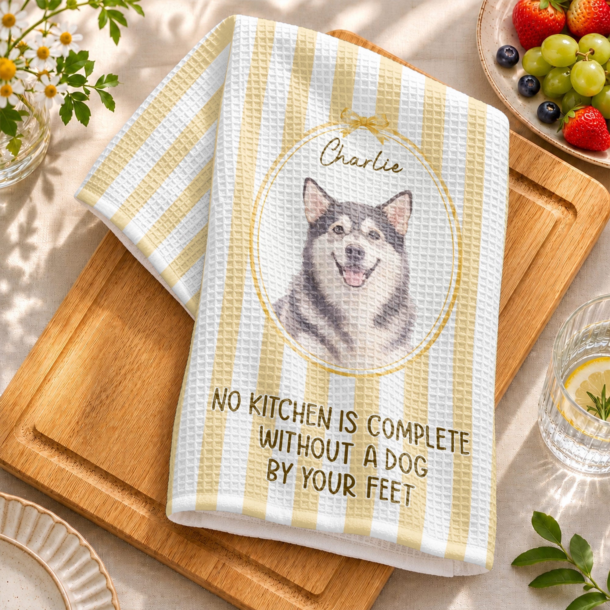 Personalized Cat Photo Kitchen Towel Custom Decor Gift for Cat Lovers