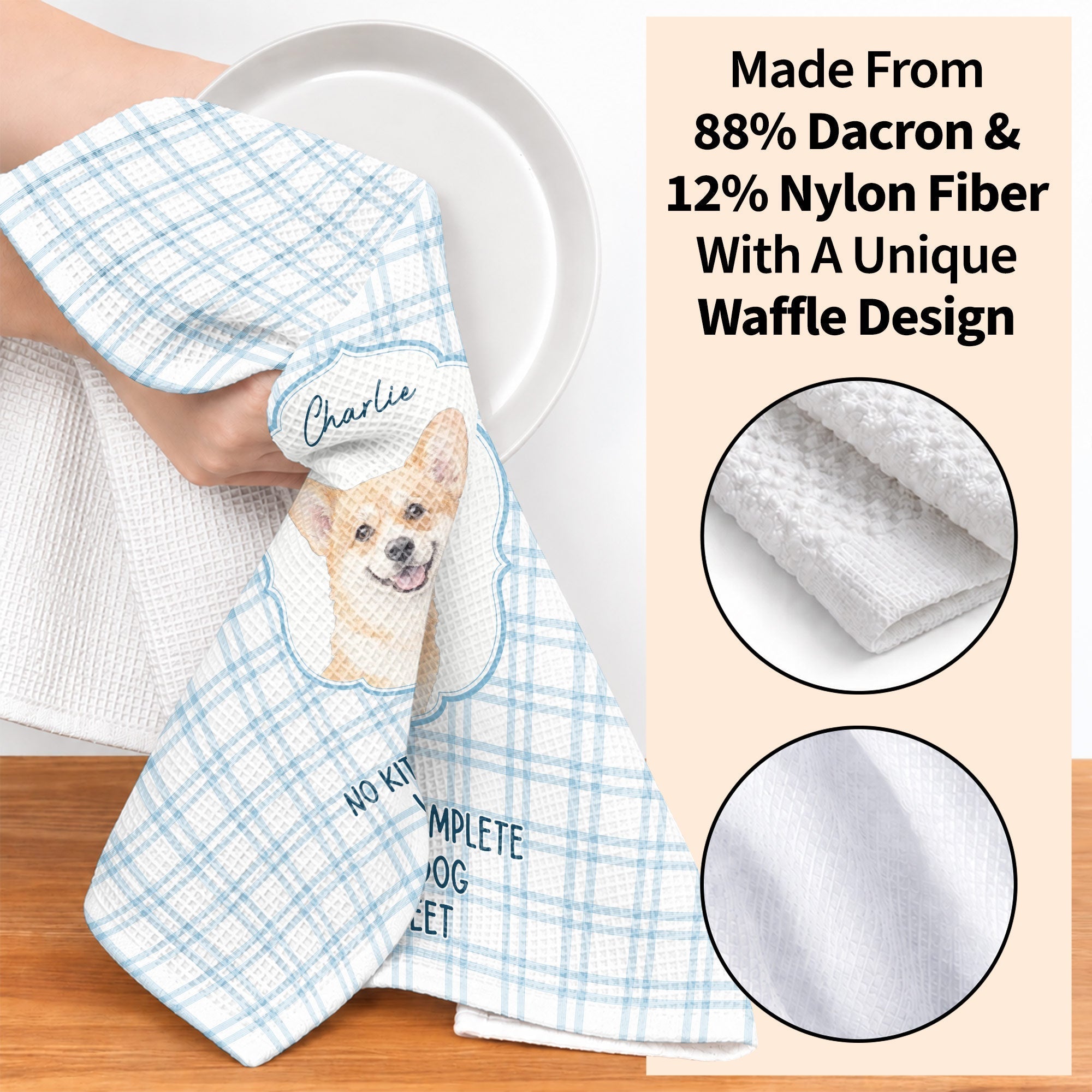 Personalized Cat Photo Kitchen Towel Custom Decor Gift for Cat Lovers