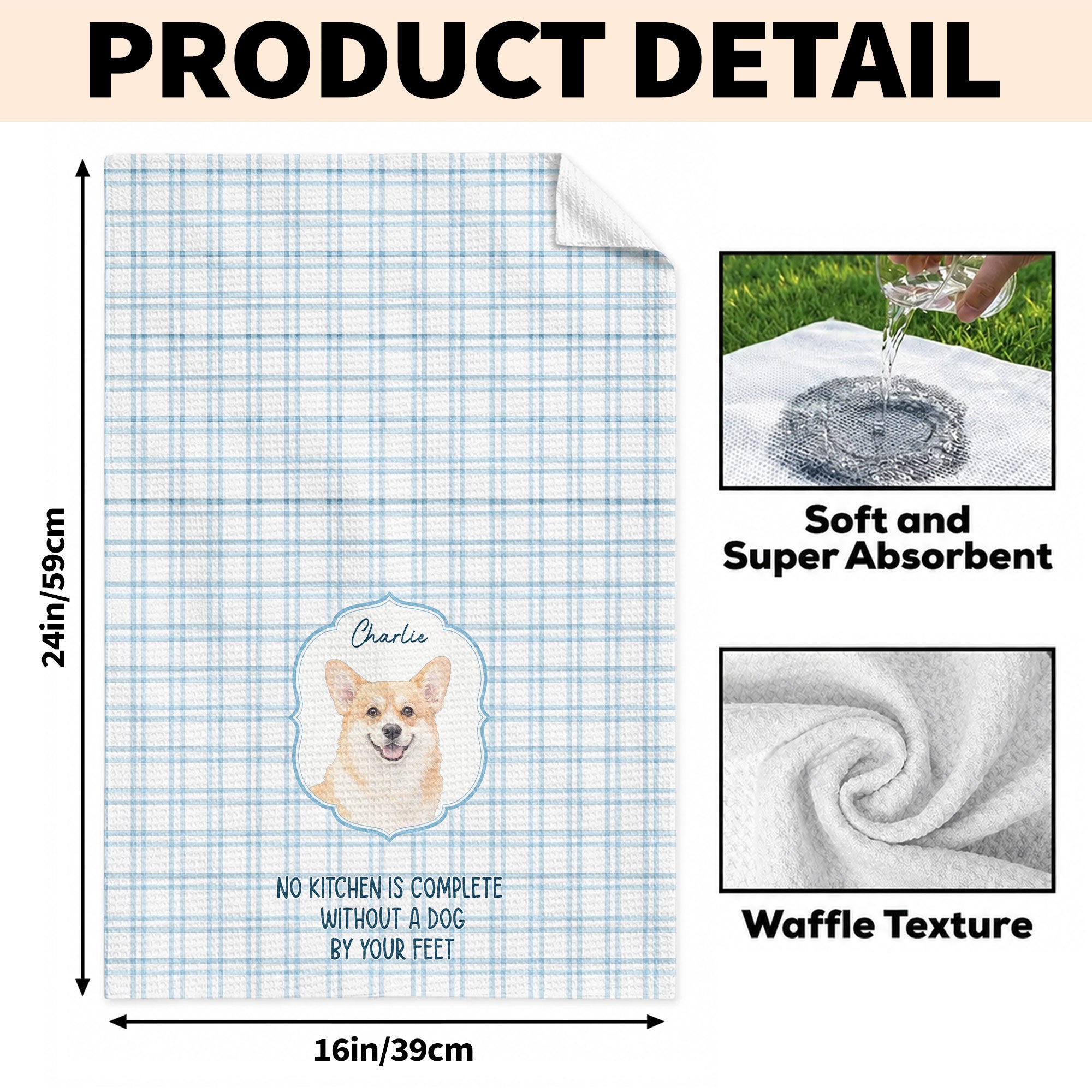 Personalized Cat Photo Kitchen Towel Custom Decor Gift for Cat Lovers