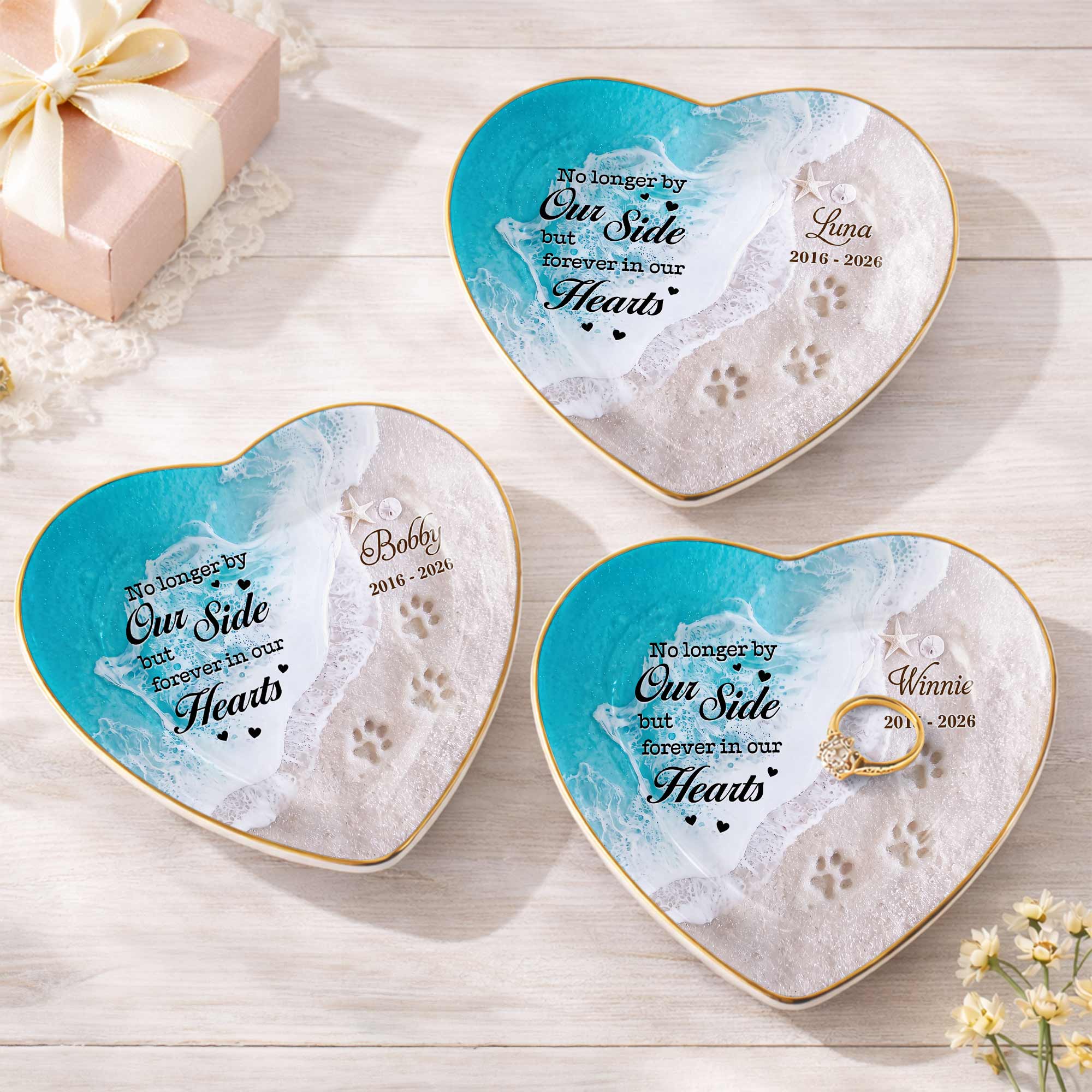 Personalized Heart Jewelry Dish Custom Name Pet Memorial Gift