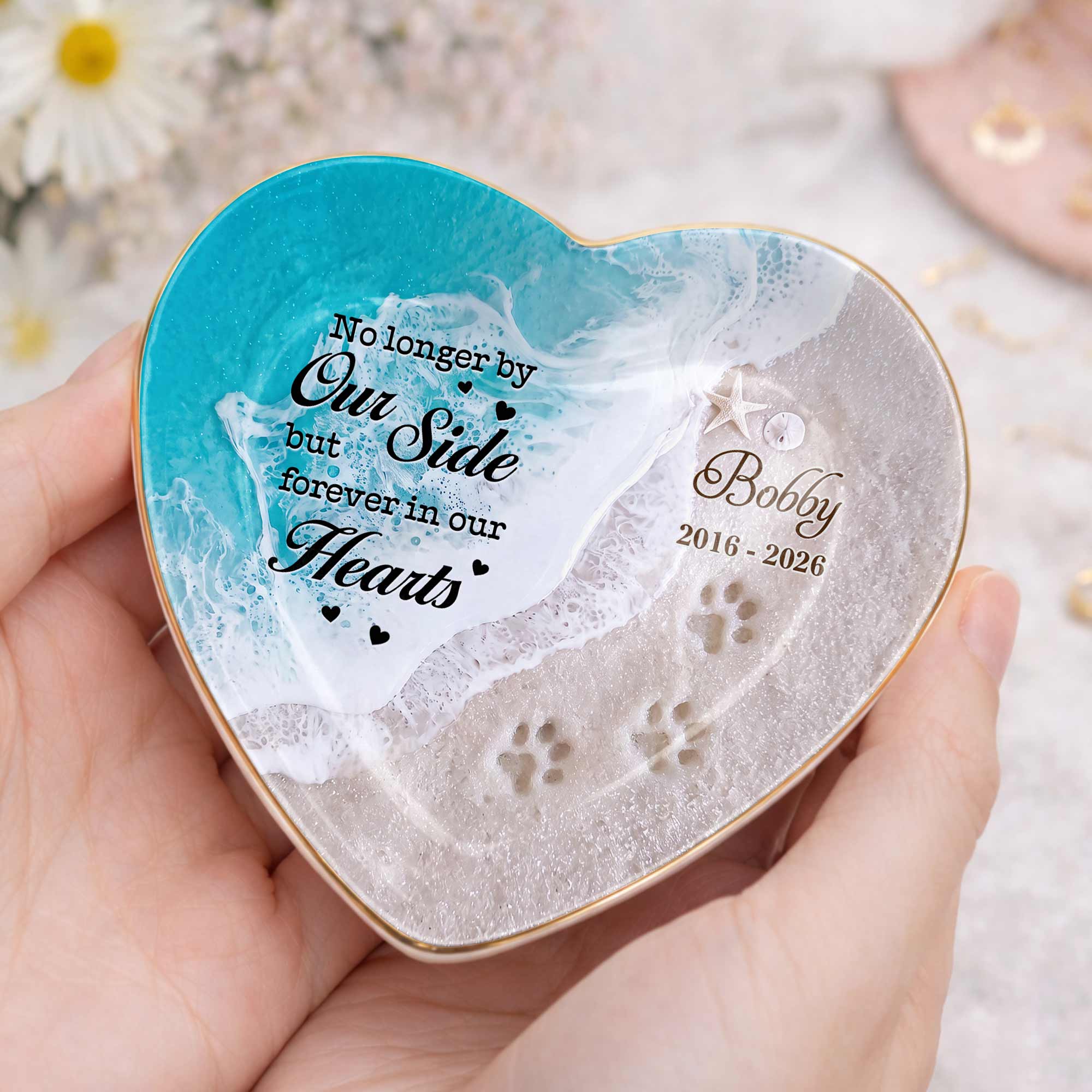 Personalized Heart Jewelry Dish Custom Name Pet Memorial Gift