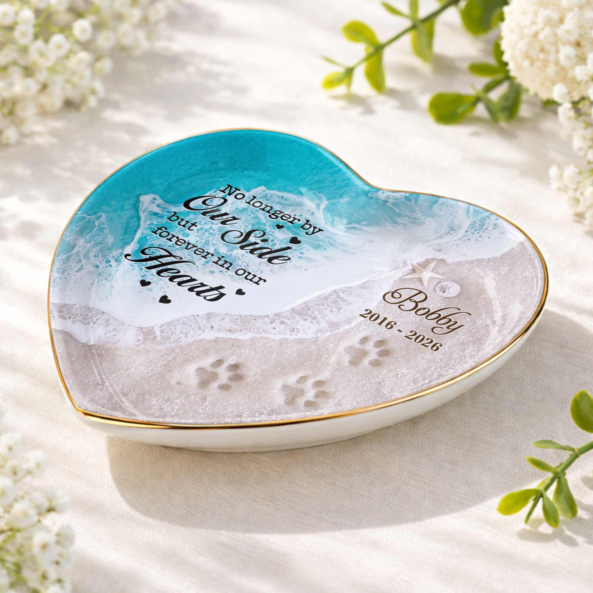 Personalized Heart Jewelry Dish Custom Name Pet Memorial Gift