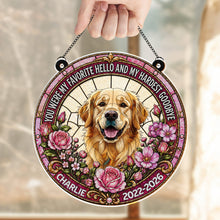 Load image into Gallery viewer, Personalized Memorial Suncatcher for Dog Lovers | Custom Flowers
