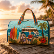 Load image into Gallery viewer, Personalized Quilted Beach Duffle Bag for Couples - Tropical Travel Gift
