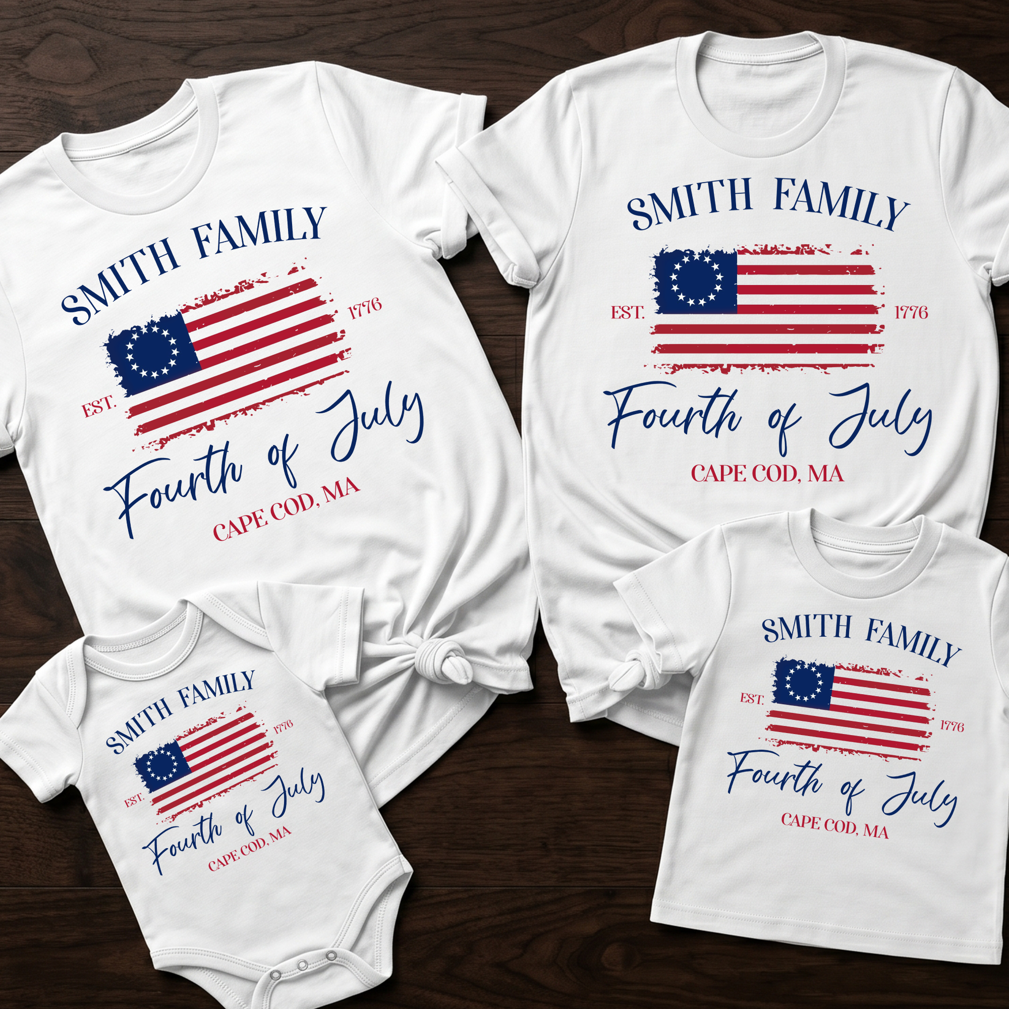 Personalized 4th of July Family Name Matching Shirt Gift