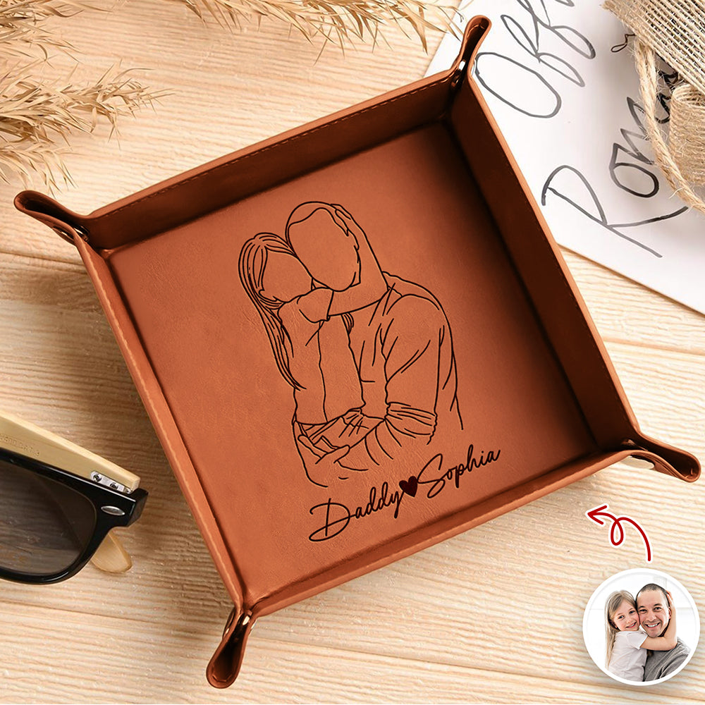 Personalized Leather Valet Tray Custom Photo Gift for Dad