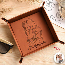Load image into Gallery viewer, Personalized Leather Valet Tray Custom Photo Gift for Dad
