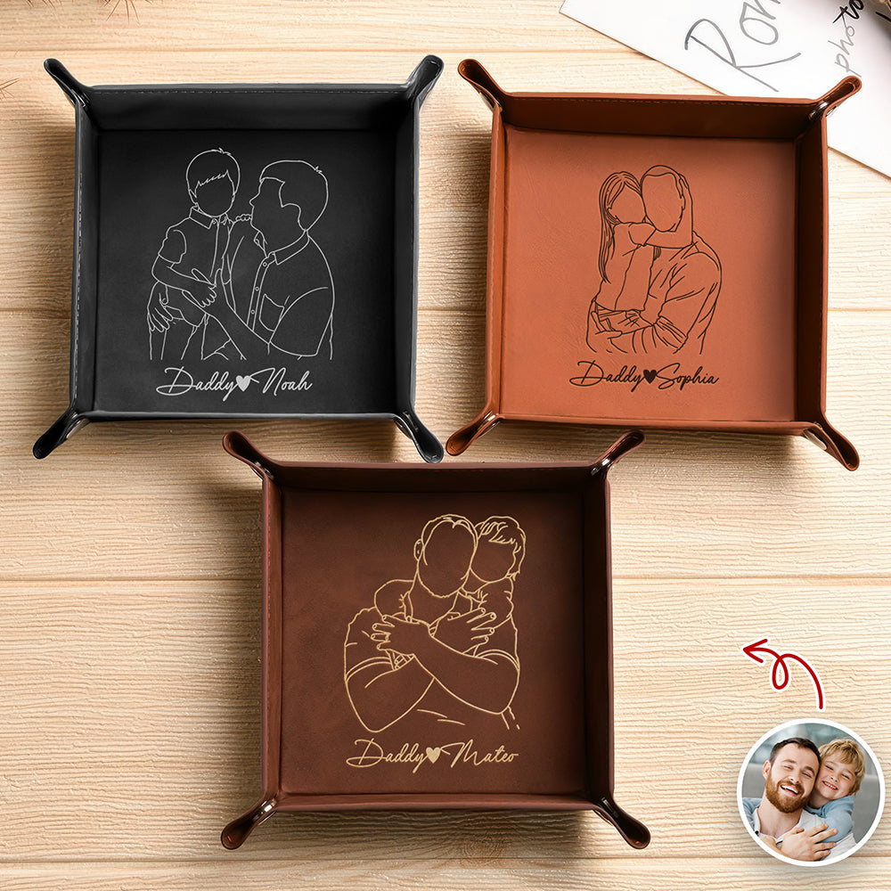 Personalized Leather Valet Tray Custom Photo Gift for Dad