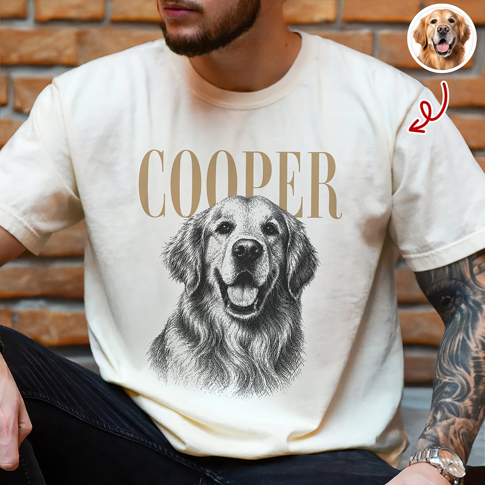 Custom Pet Face Comfort Shirt Vintage Style Gift for Dog Dad