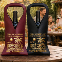 Load image into Gallery viewer, Personalized Leather Wine Bag Custom Name Beach Gift for Retirement
