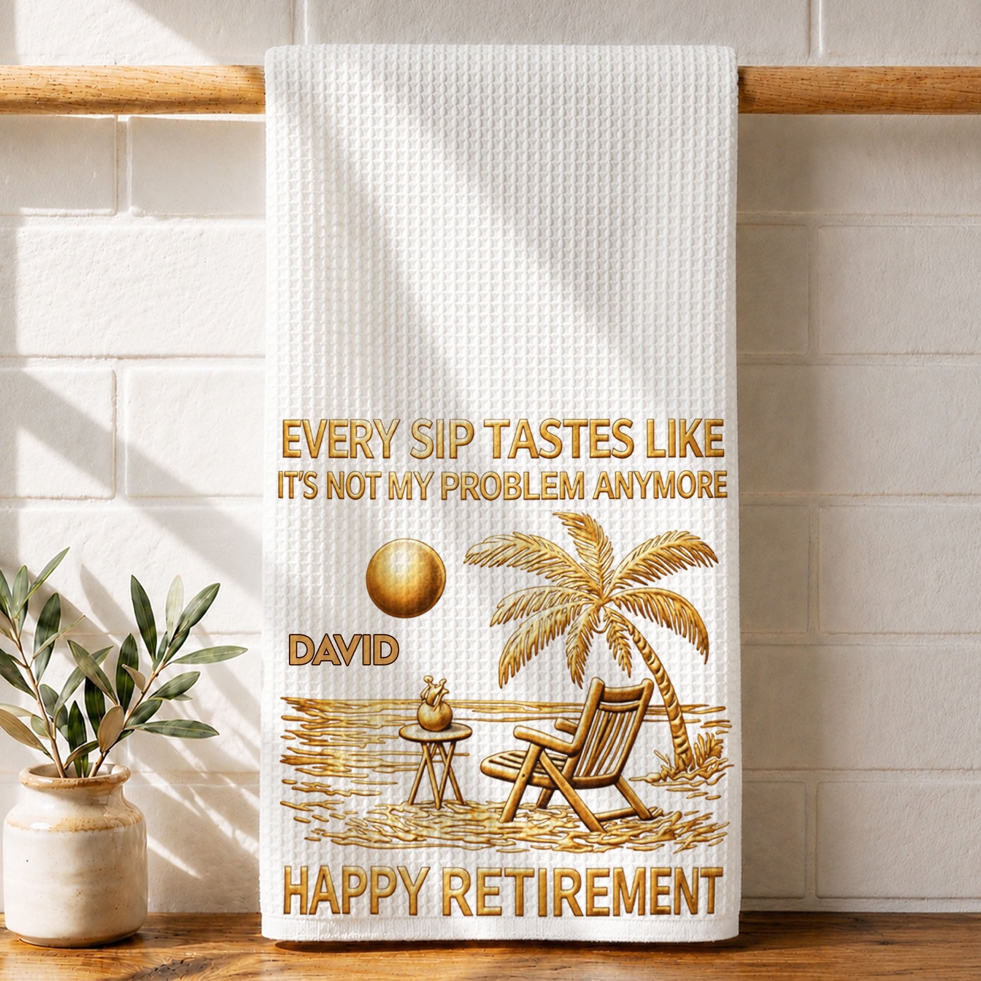 Personalized Funny Retirement Kitchen Towel Gift for Him