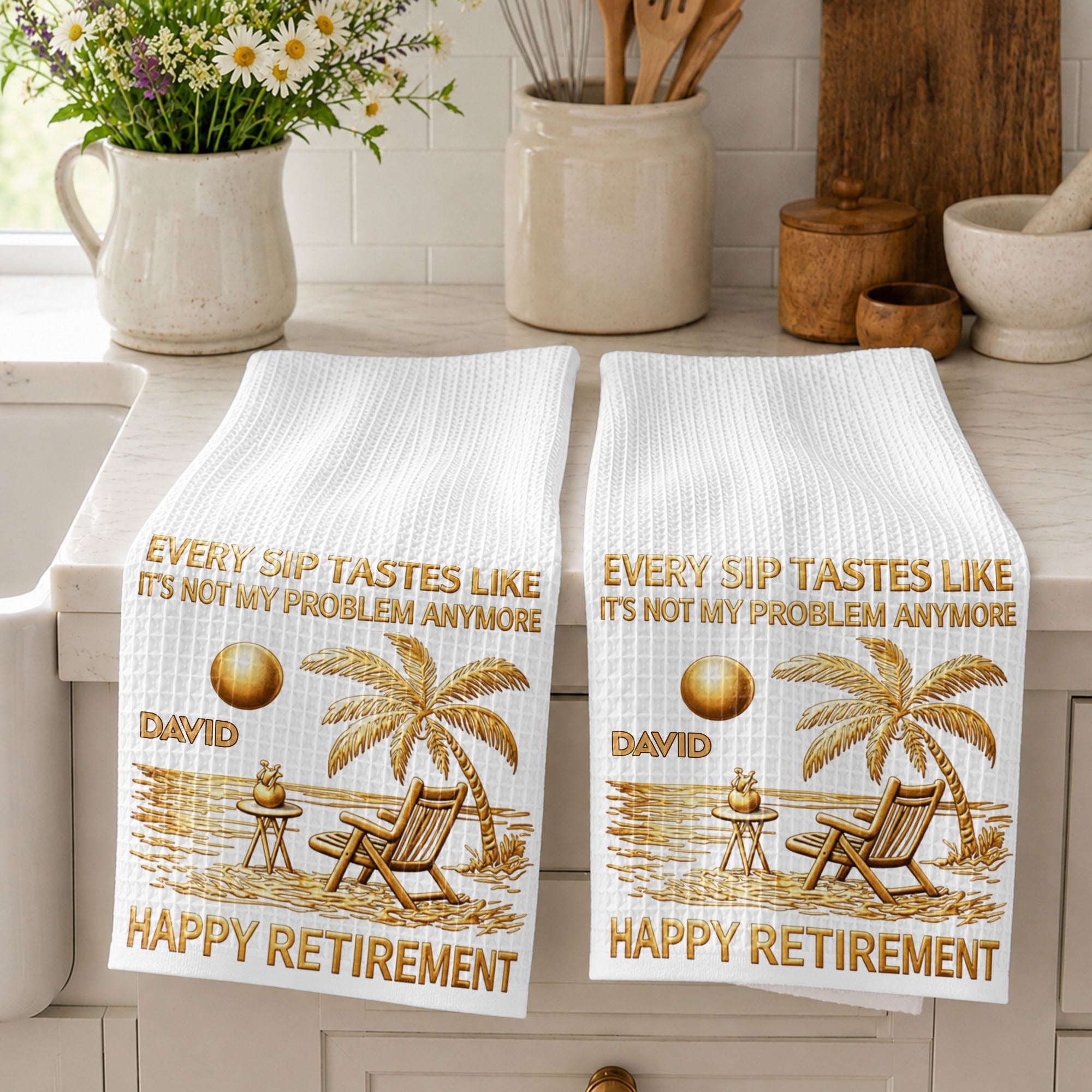 Personalized Funny Retirement Kitchen Towel Gift for Him
