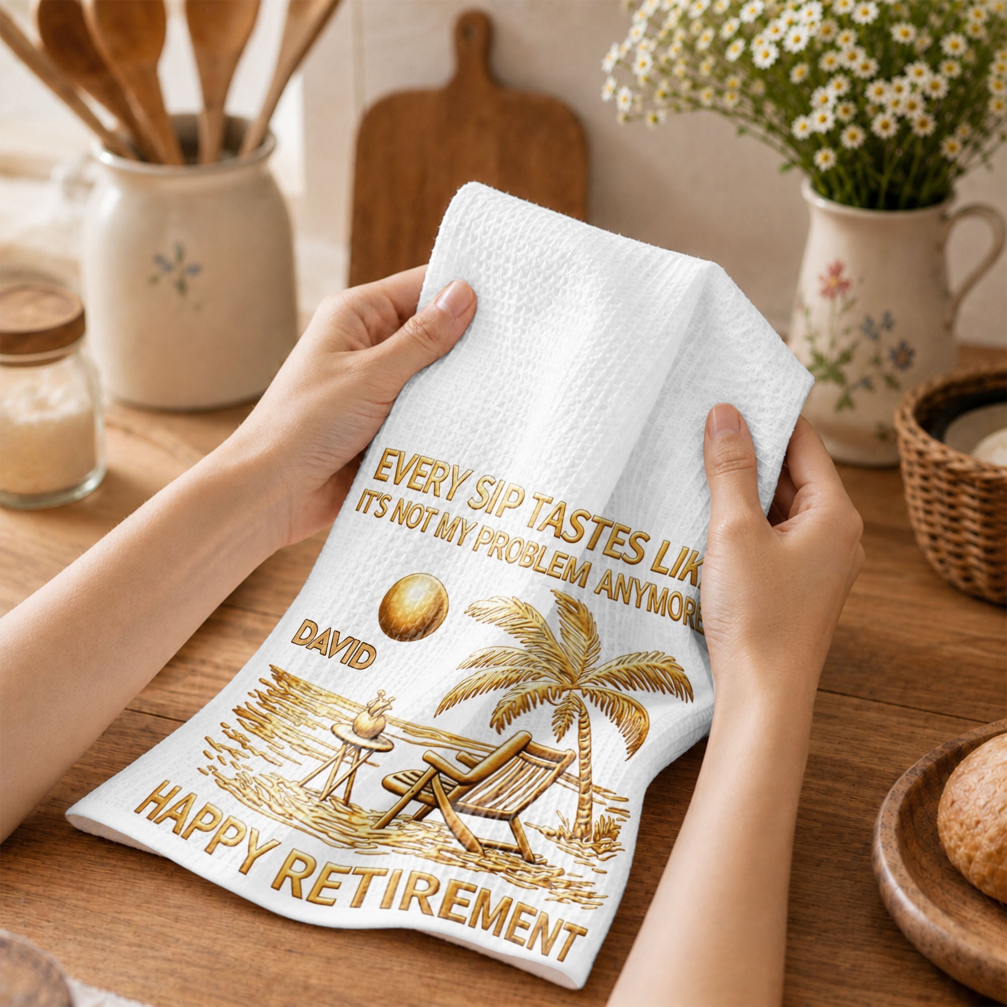 Personalized Funny Retirement Kitchen Towel Gift for Him