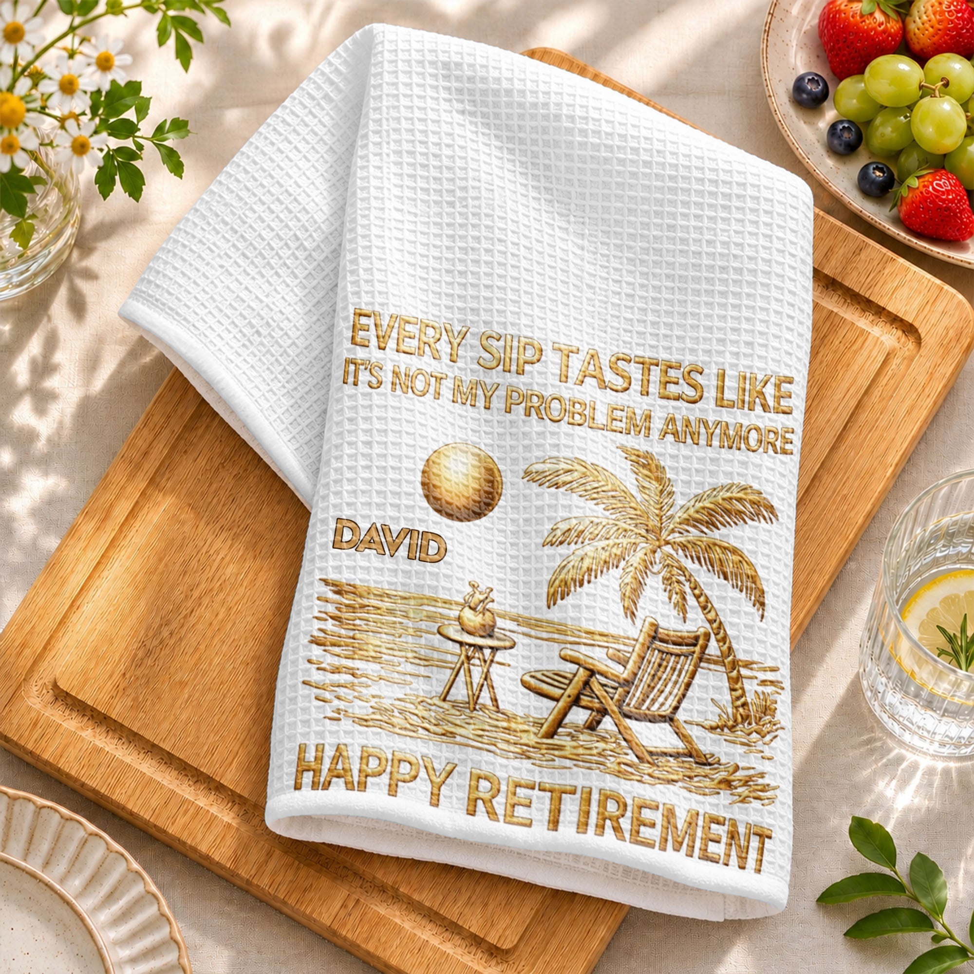 Personalized Funny Retirement Kitchen Towel Gift for Him