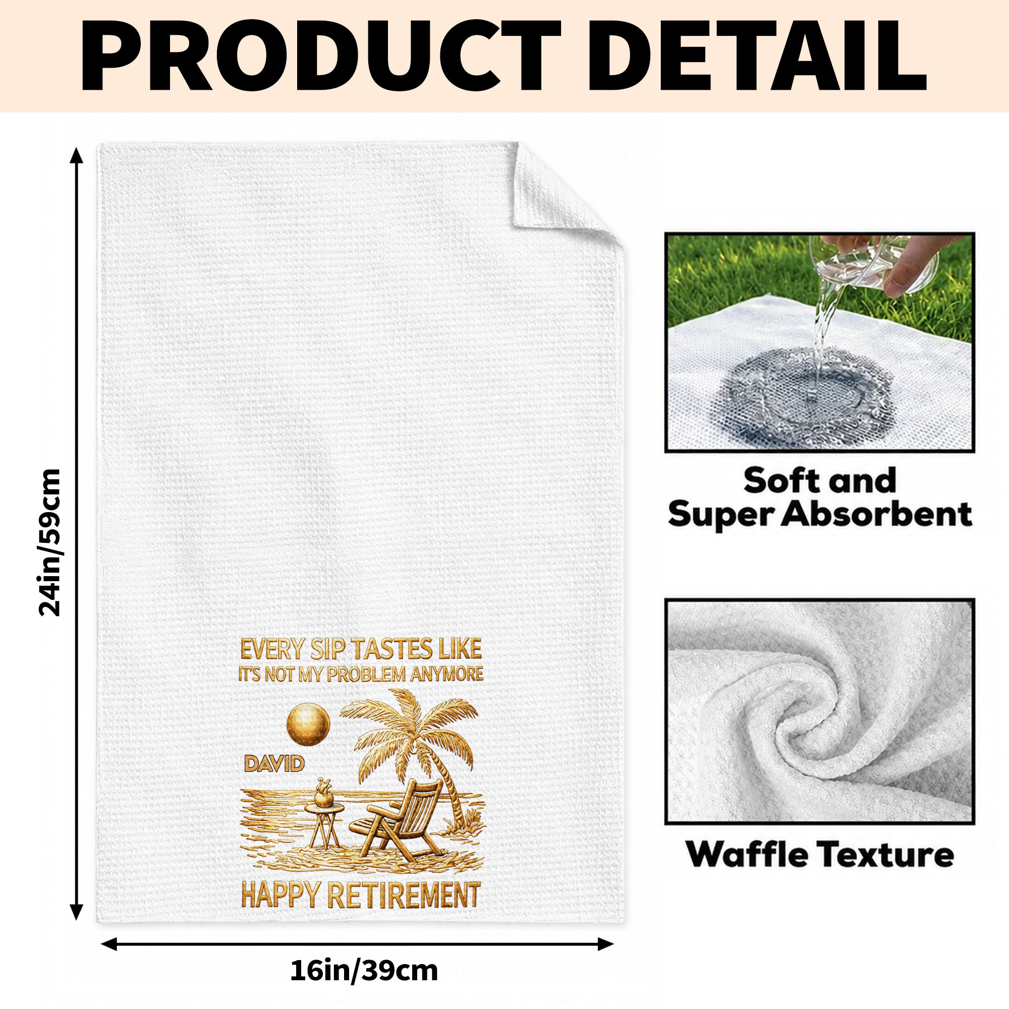 Personalized Funny Retirement Kitchen Towel Gift for Him