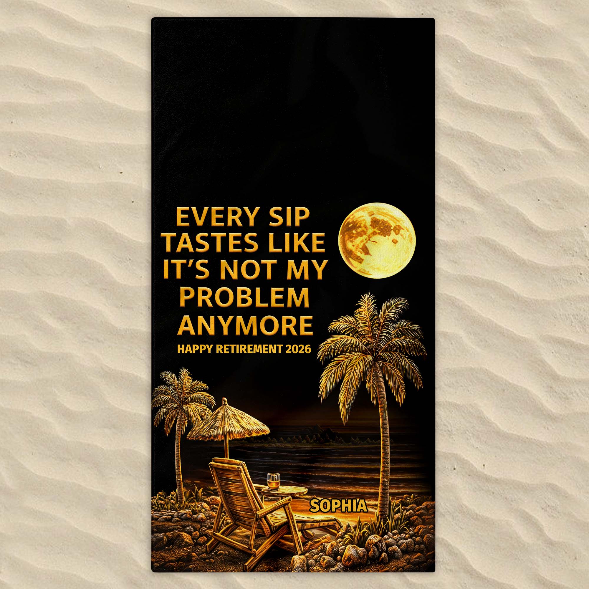 Personalized Microfiber Beach Towel Custom Name Funny Retirement Gift