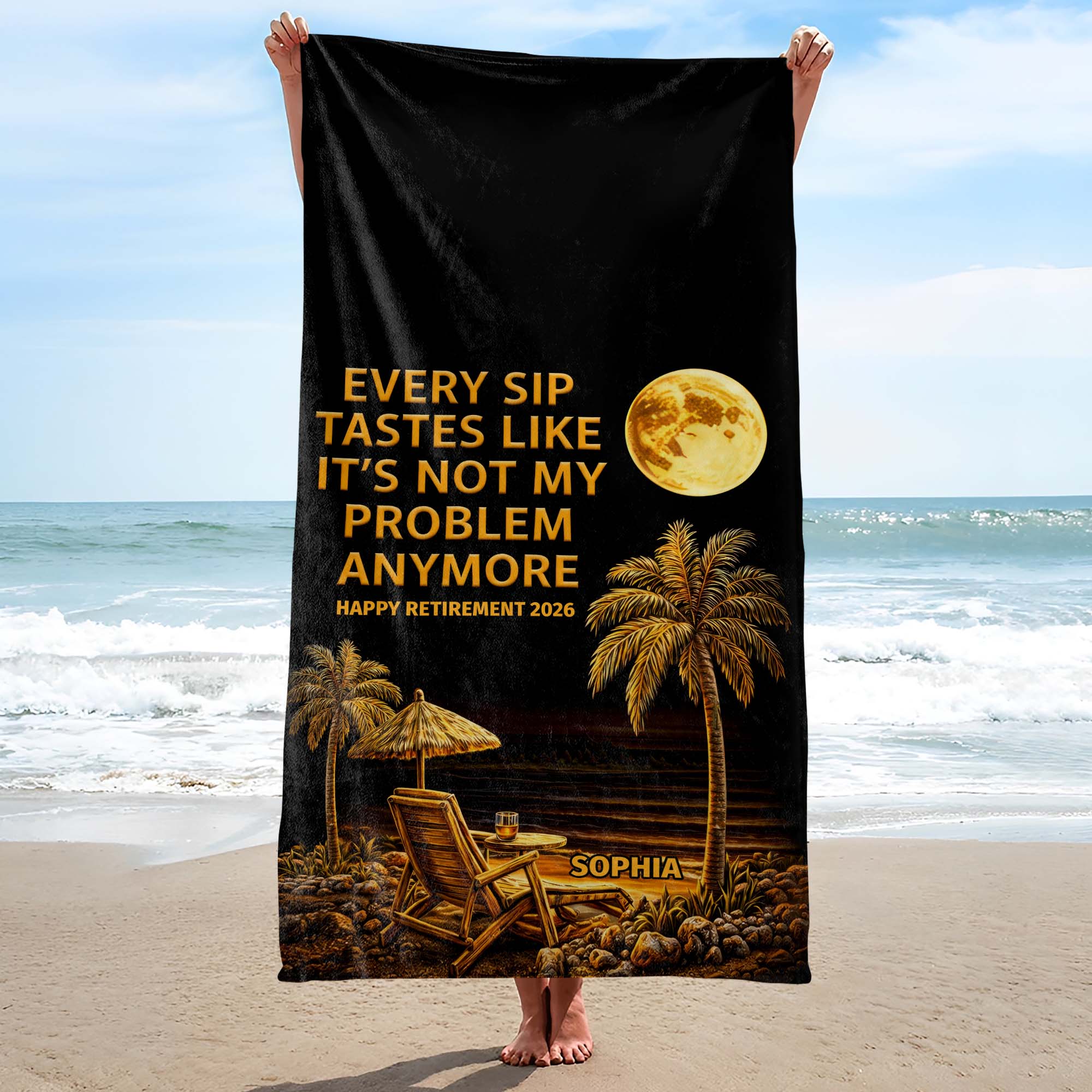 Personalized Microfiber Beach Towel Custom Name Funny Retirement Gift