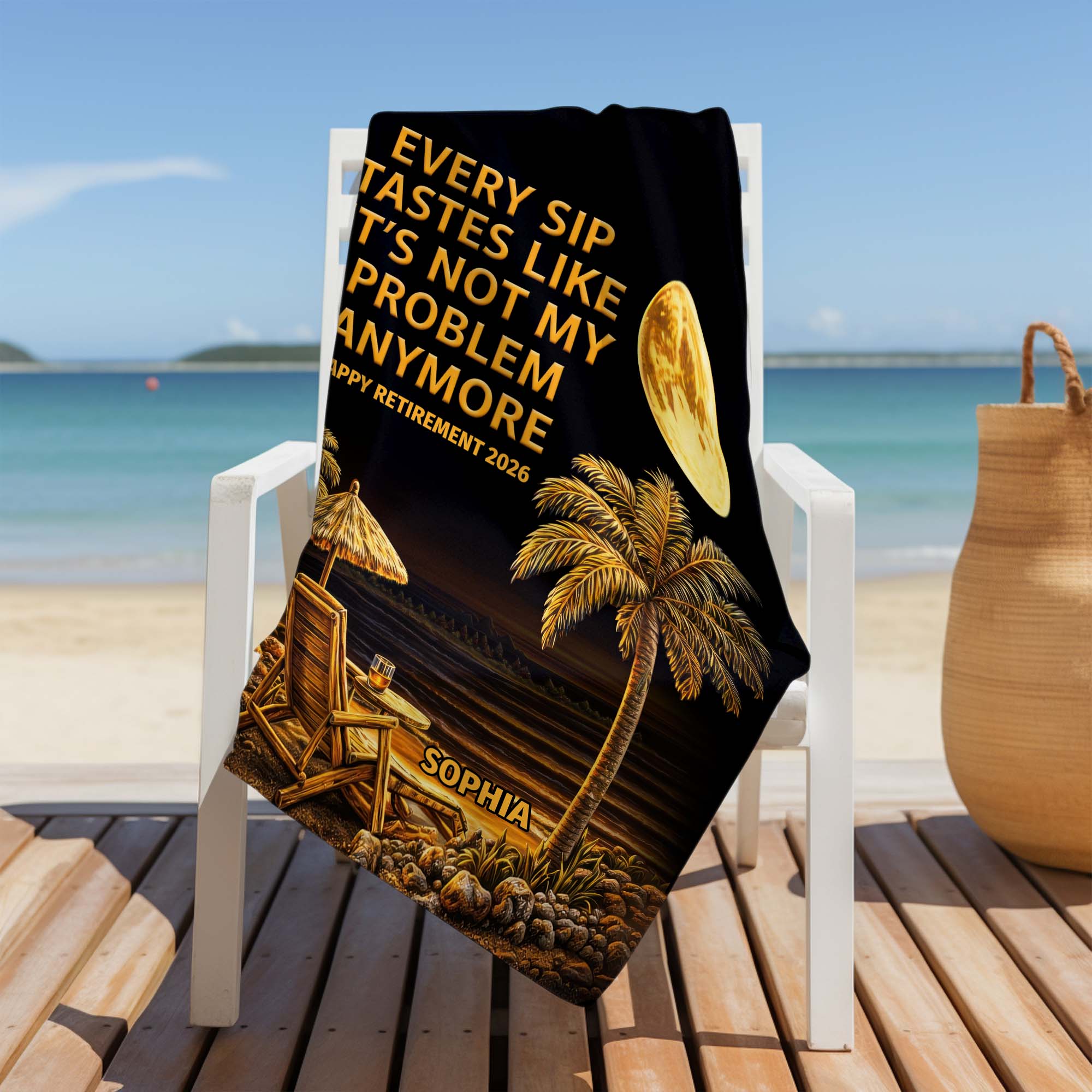 Personalized Microfiber Beach Towel Custom Name Funny Retirement Gift